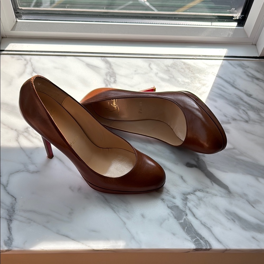 Christian Louboutin Brown Leather Heels Classic Design